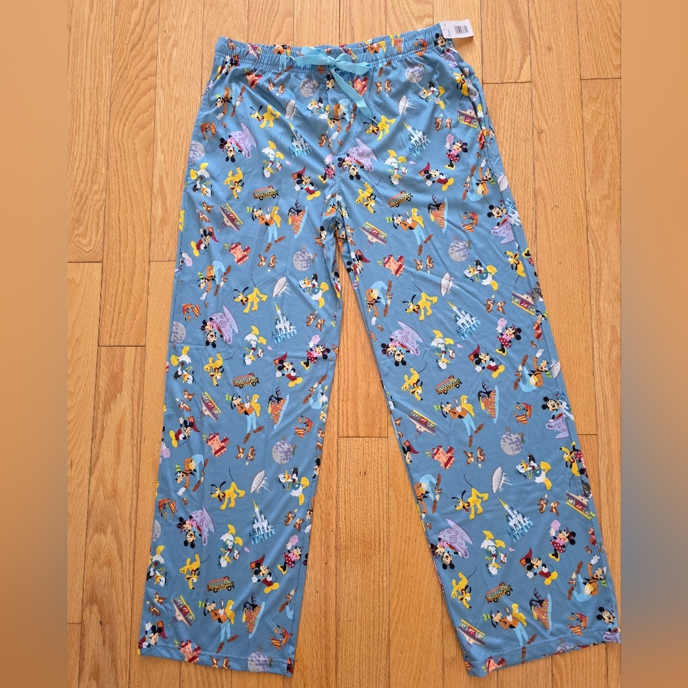 Disney Walt Disney World 50th Anniversary Pajama Pants, Unisex Medium, Blue